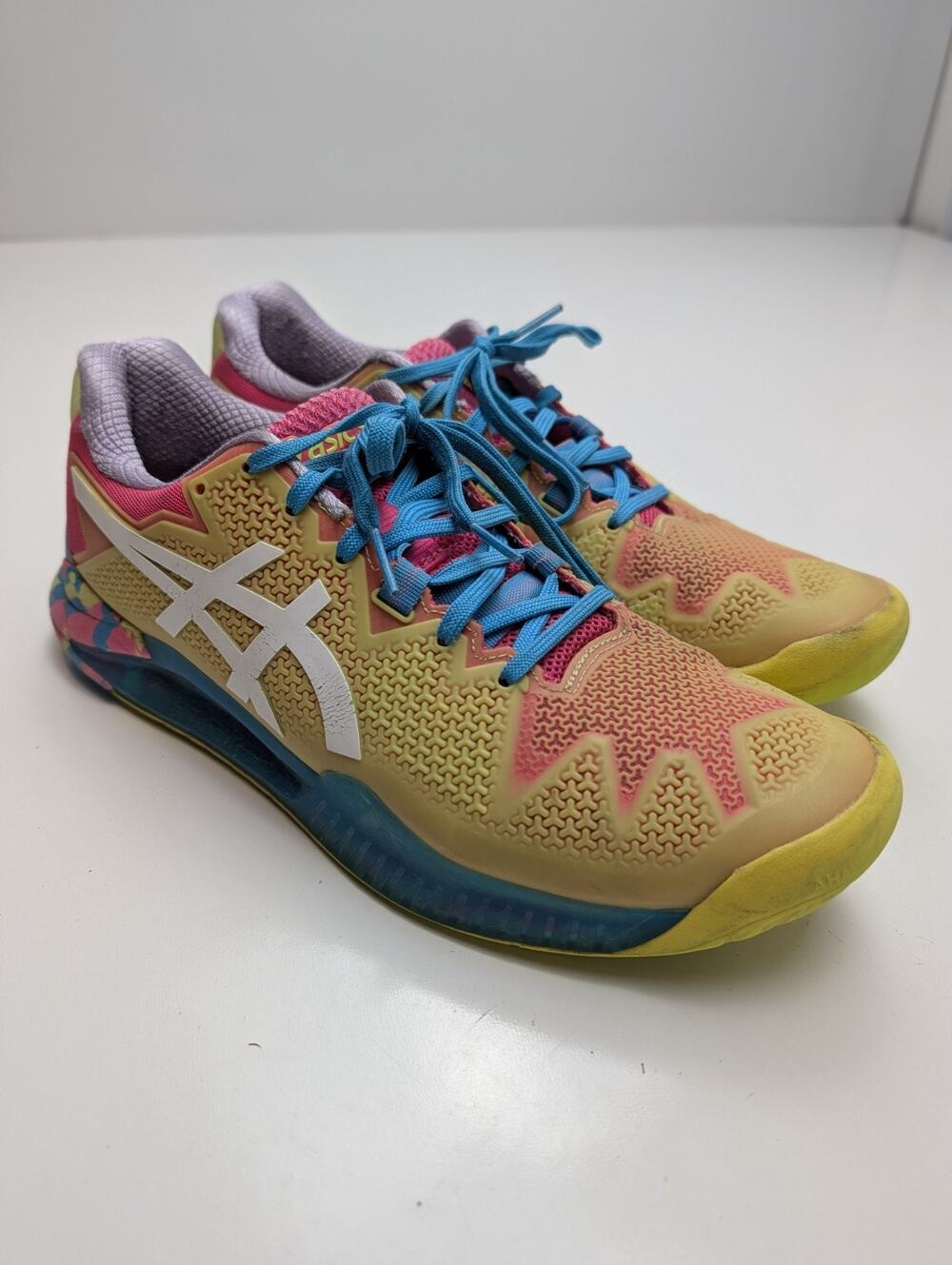 Asics Gel-Resolution 9 Womens 9.5 Tennis Pickleball Shoes Yellow Pink 1042A219